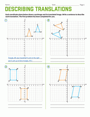 Describing Translations Worksheet Education Worksheets Library