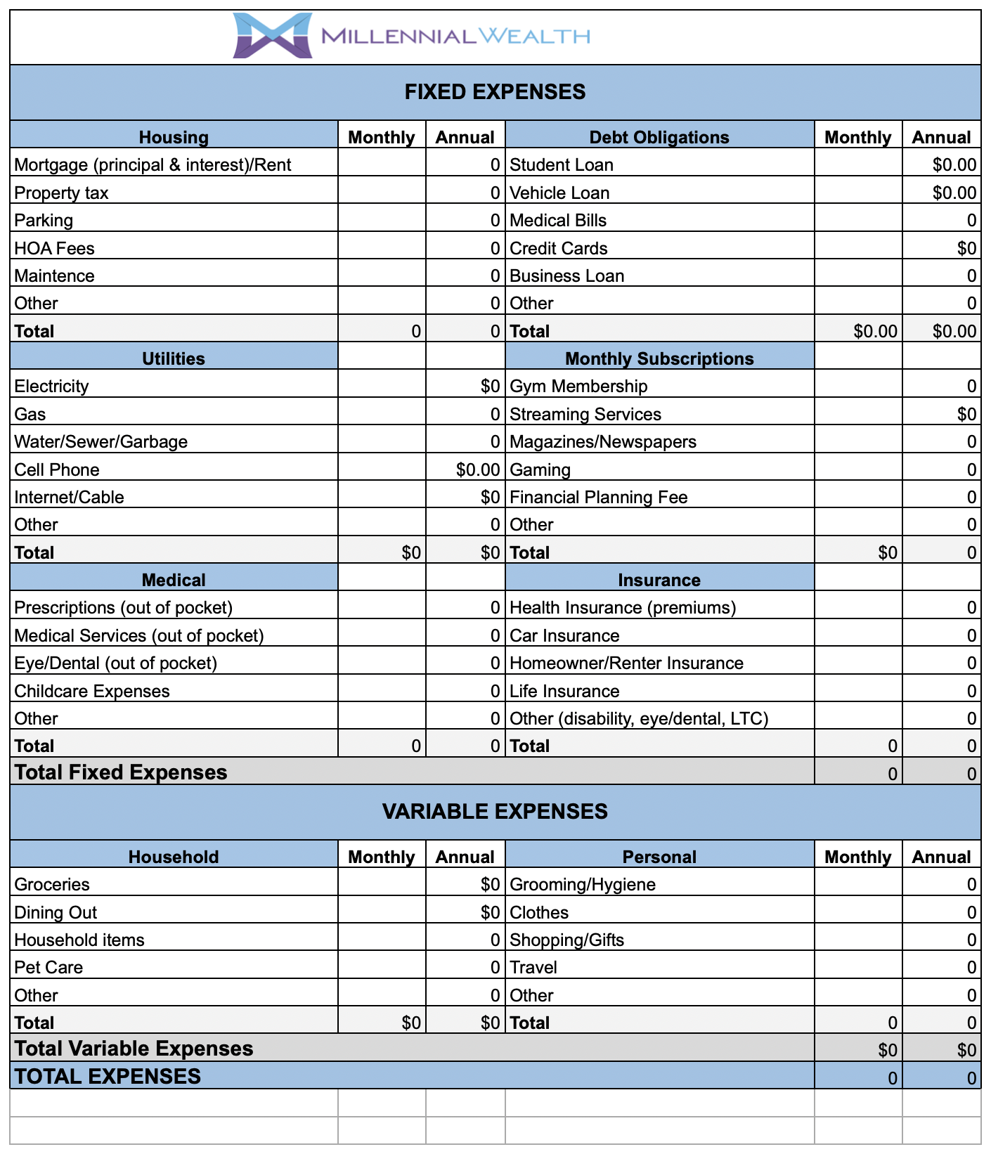 free printable retirement budget worksheet