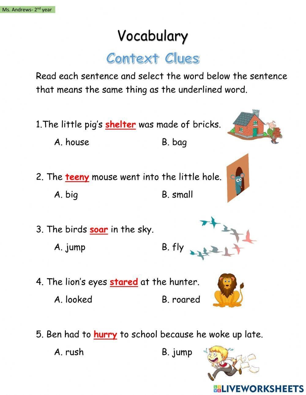context clue worksheet