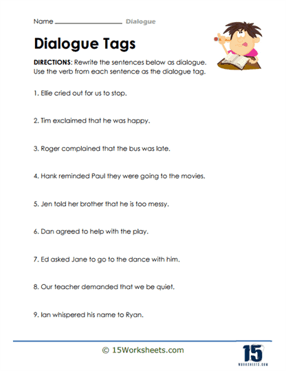 dialogue worksheets