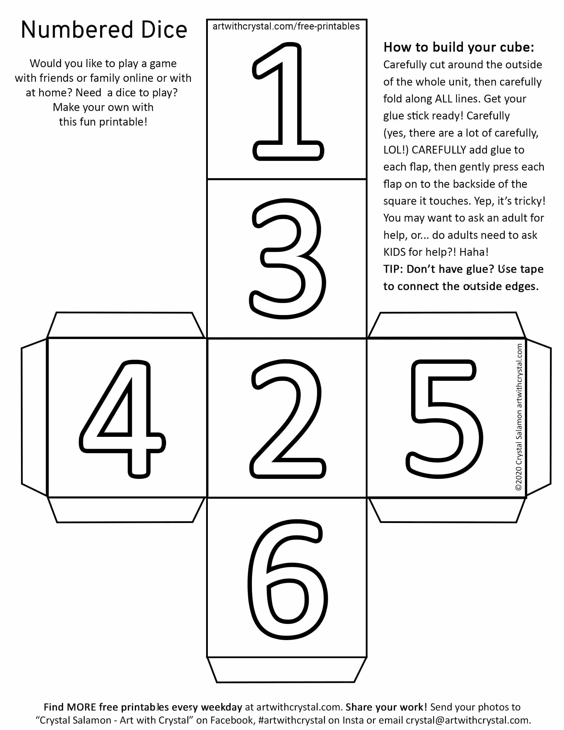 free printable dice drawings