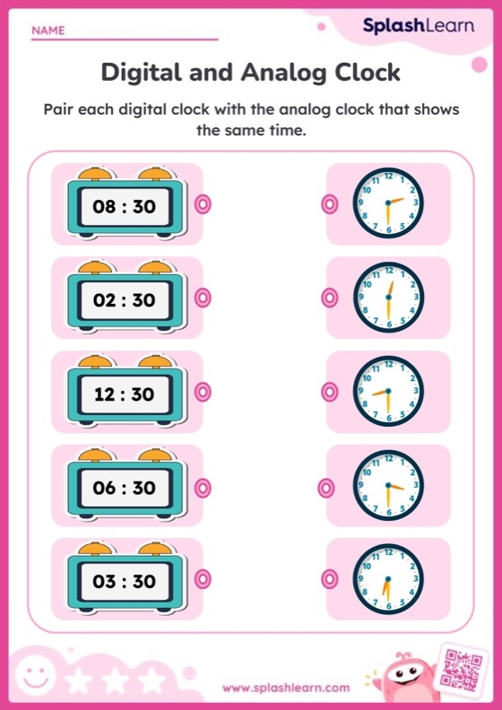 digital clock worksheets
