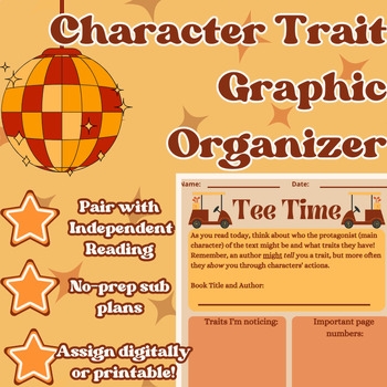  DIGITAL Tee Time Character Traits Characterization Worksheet By 