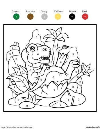 Dinosaur Color By Number Printables Vrogue co
