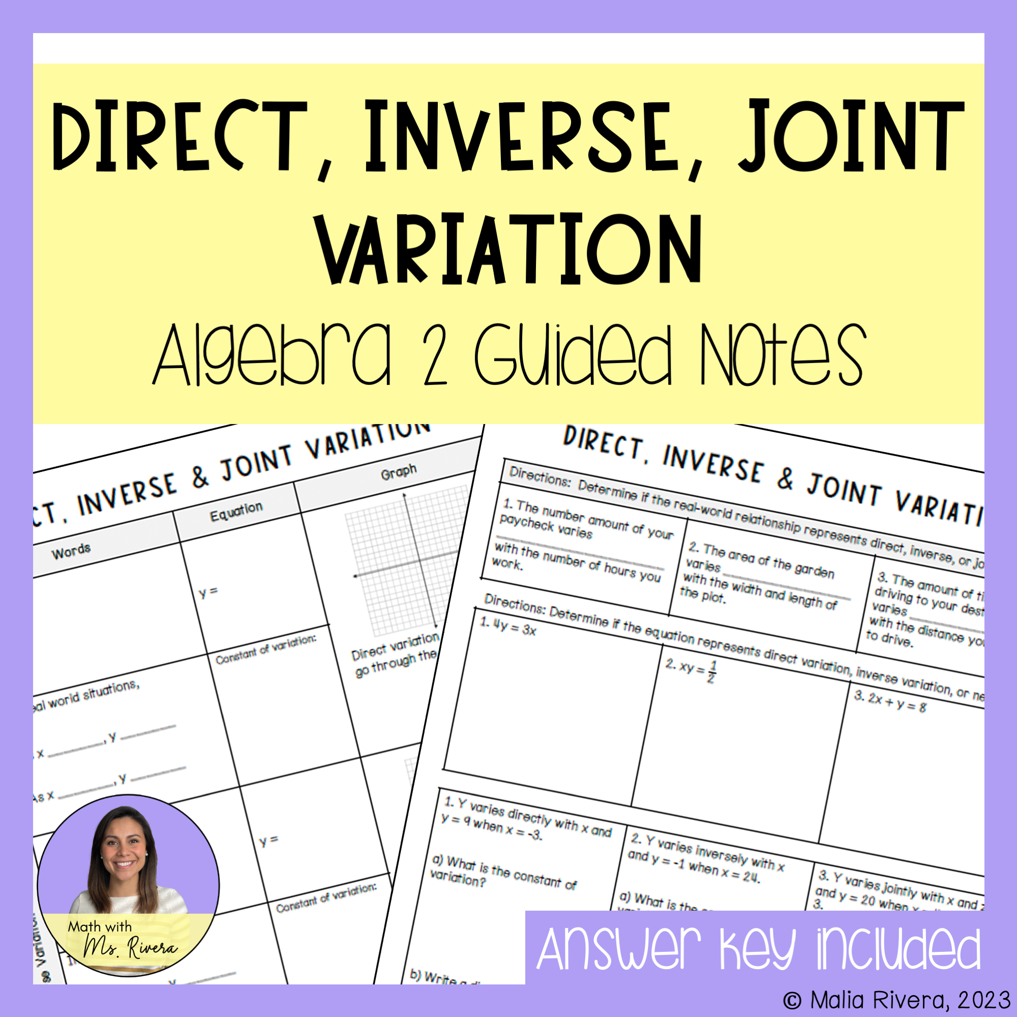 Direct Variation And Inverse Variation Worksheets Worksheets Library