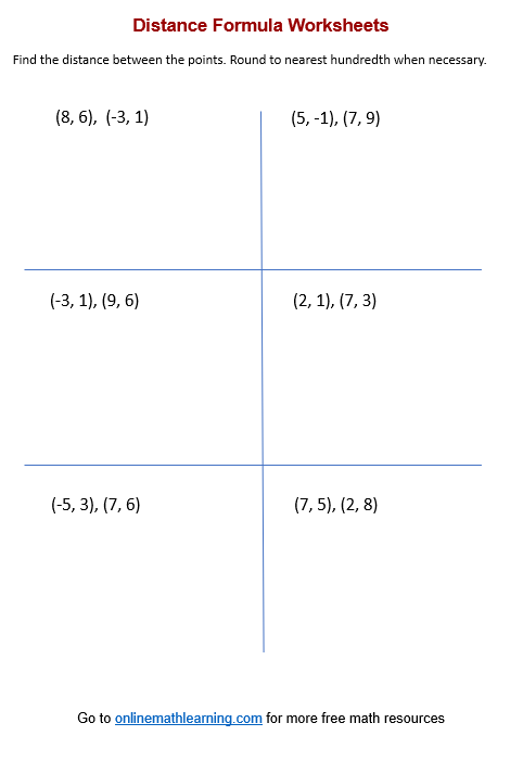 the distance formula worksheet
