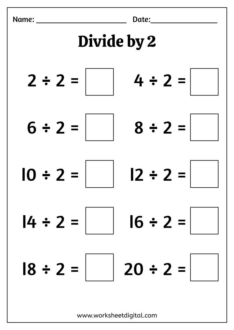 worksheet of division