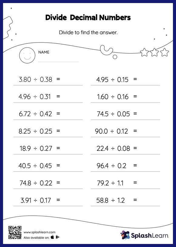 Divide Decimal Numbers Without Remainder Horizontal Division