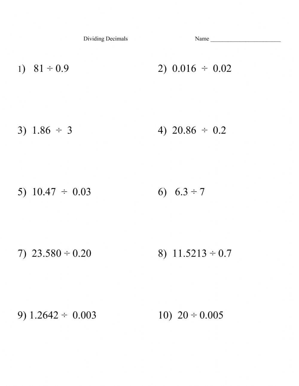 Dividing Decimals Worksheets Math Monks Worksheets Library
