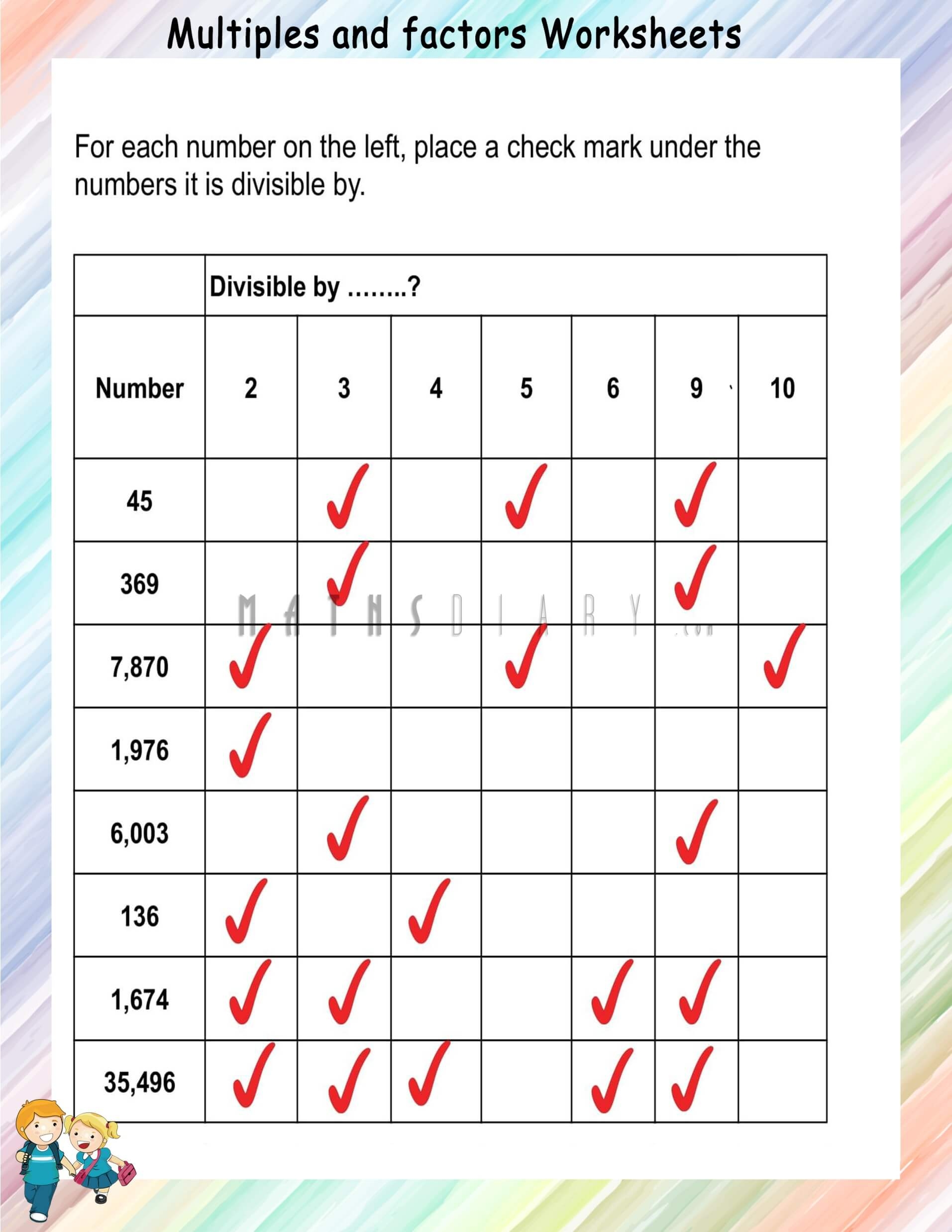 divisibility rules worksheet pdf