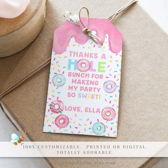 Donut Birthday Tags Donut Thank You Donut Thank You Donut Favors