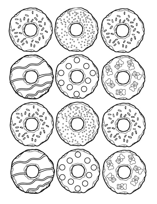 Donut Coloring Page Printable
