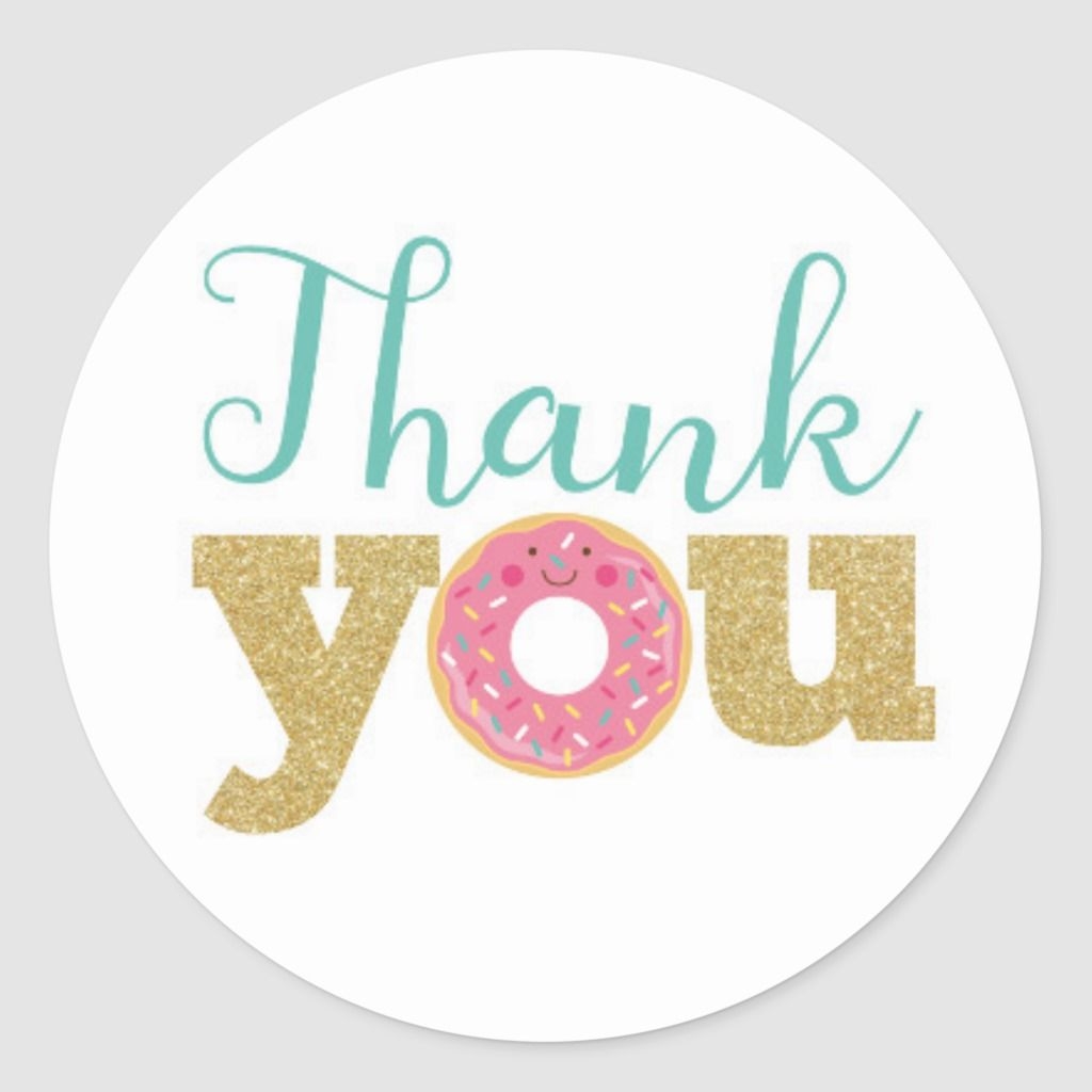 Donut Thank You Labels Donut Sticker Zazzle Anniversaire Boite