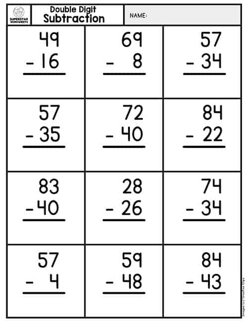 Double Digit Subtraction Superstar Worksheets Worksheets Library