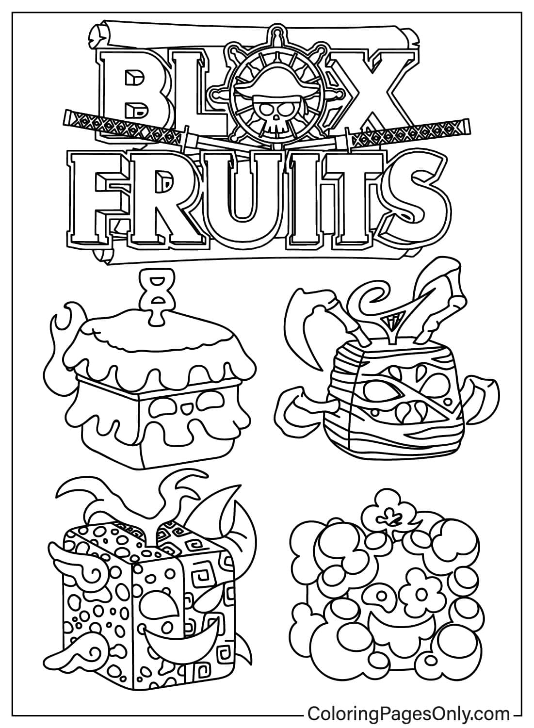 Dough Blox Fruits Free Printable Coloring Pages