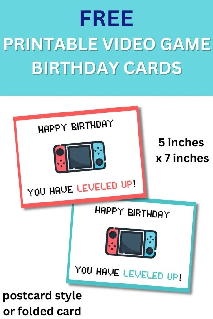 Download And Print These Cute Simple Video Game Birthday Cards Great 