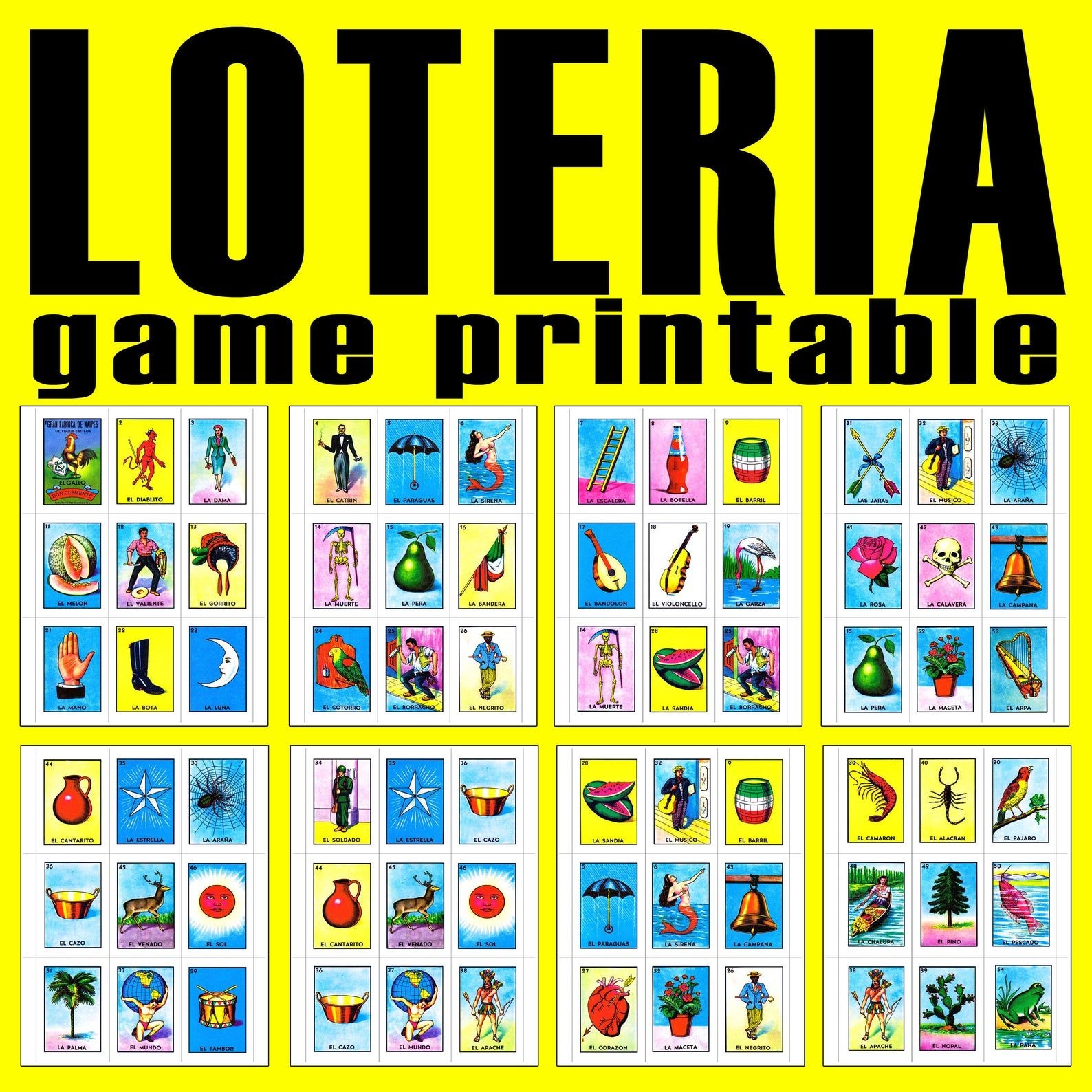 loteria game board printable