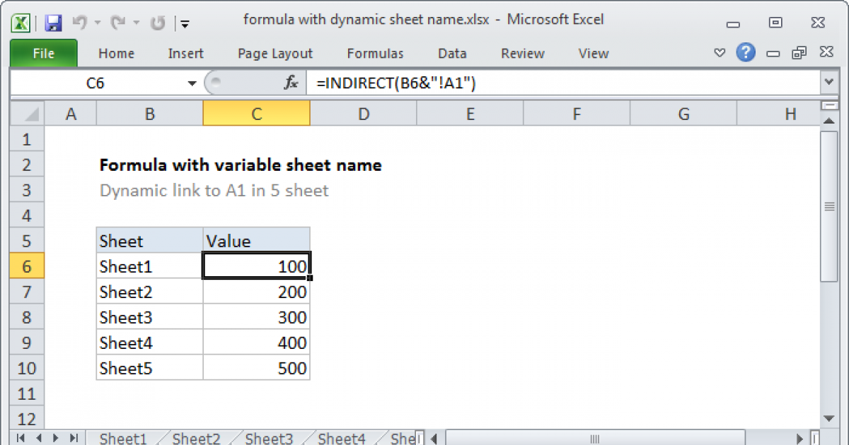Dynamic Worksheet Reference Excel Formula Exceljet Worksheets Library
