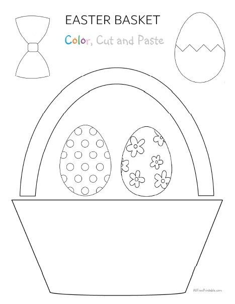 Easter Basket Color Cut And Paste Free Printable