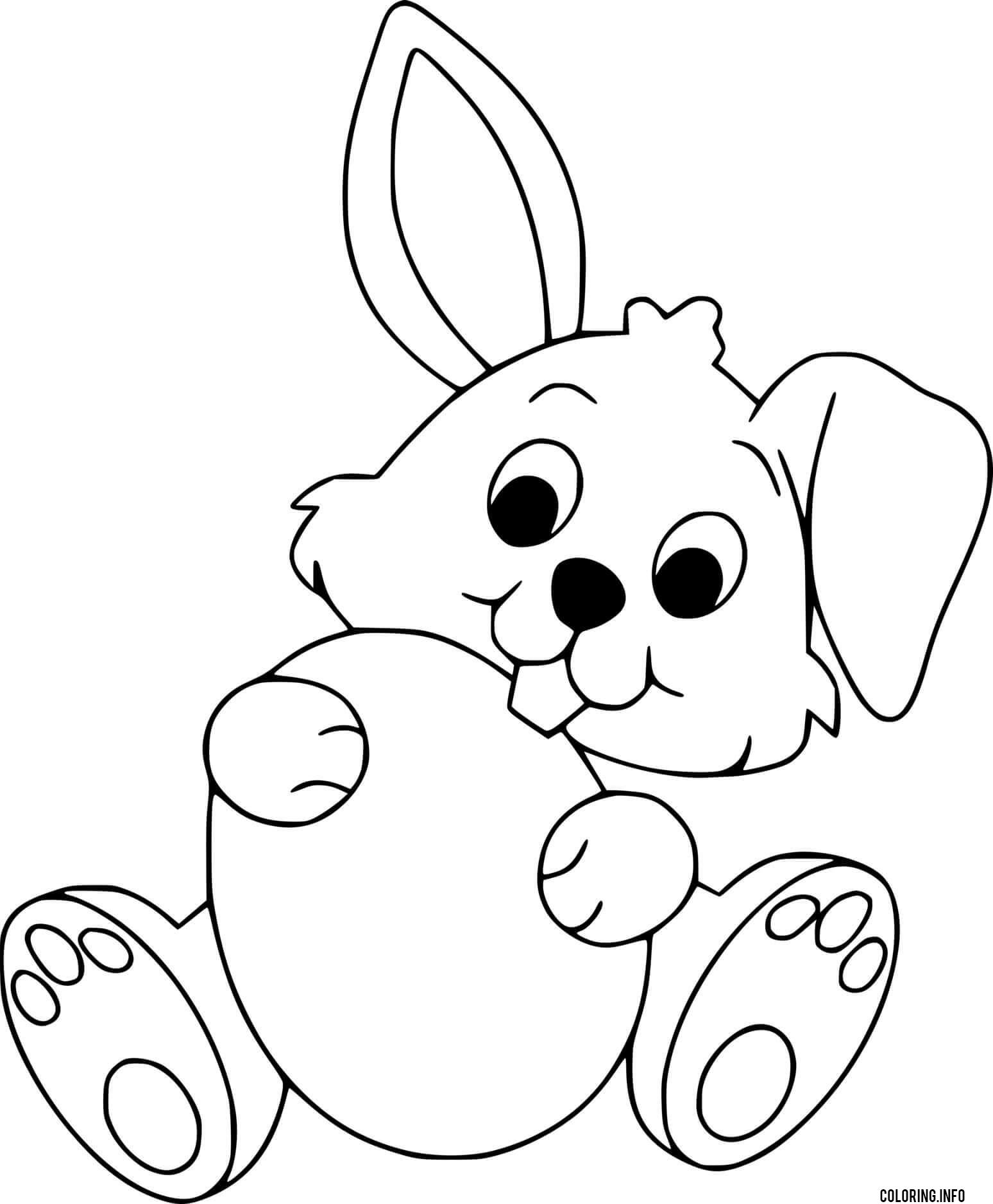 Easter Bunny Holds A Big Egg Coloring Page Printable