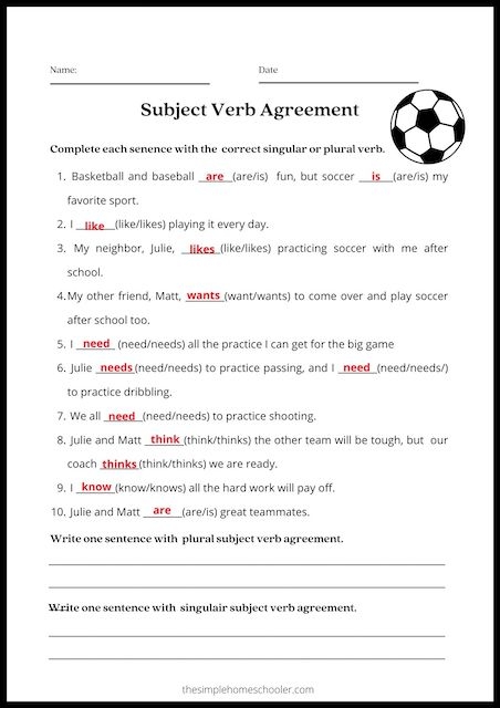 subject verb agreement worksheet with answers pdf