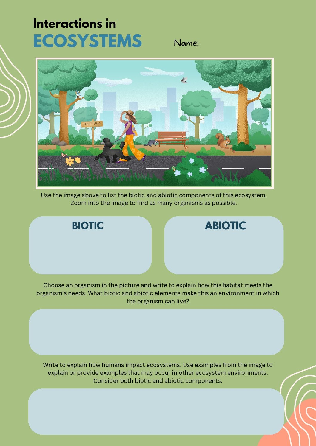 Ecosystems Biotic Abiotic Teacha Worksheets Library