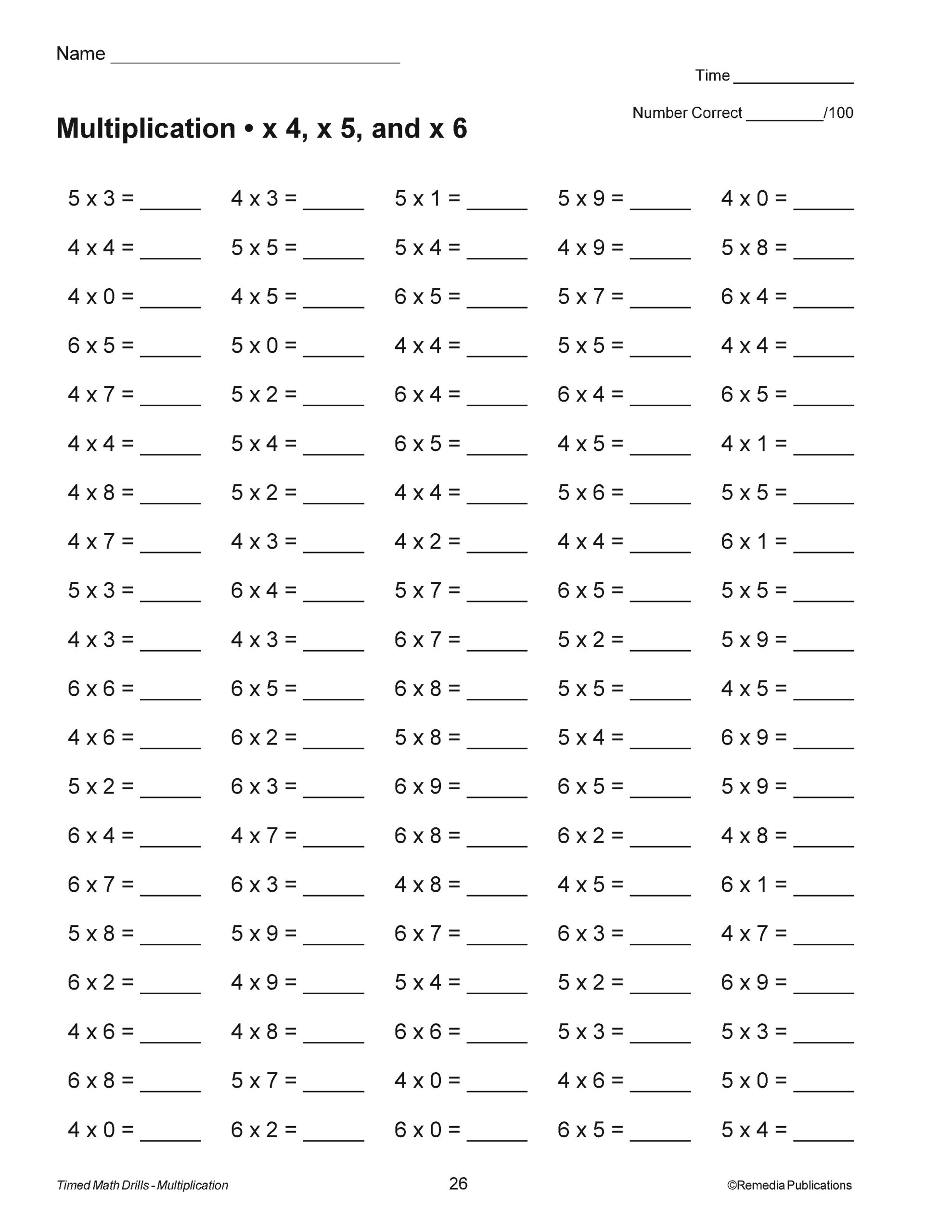 Edit Product Multiplication Timed Math Drills Practice Warm 