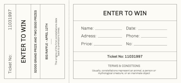 Edit This Minimalist Enter To Win Raffle Ticket Ready made Template