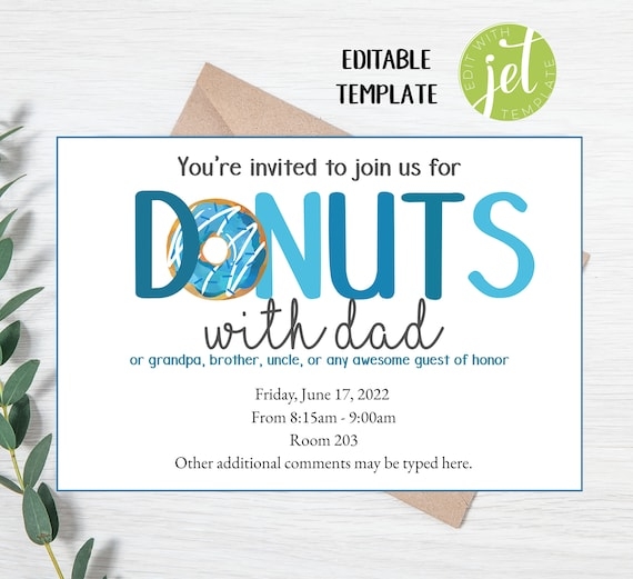 EDITABLE Donuts With Dad Invitation Template 4x6 Donuts With Etsy