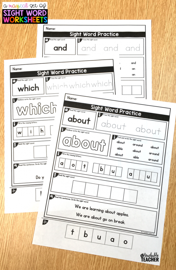 Editable Sight Word Worksheets A Teachable Teacher