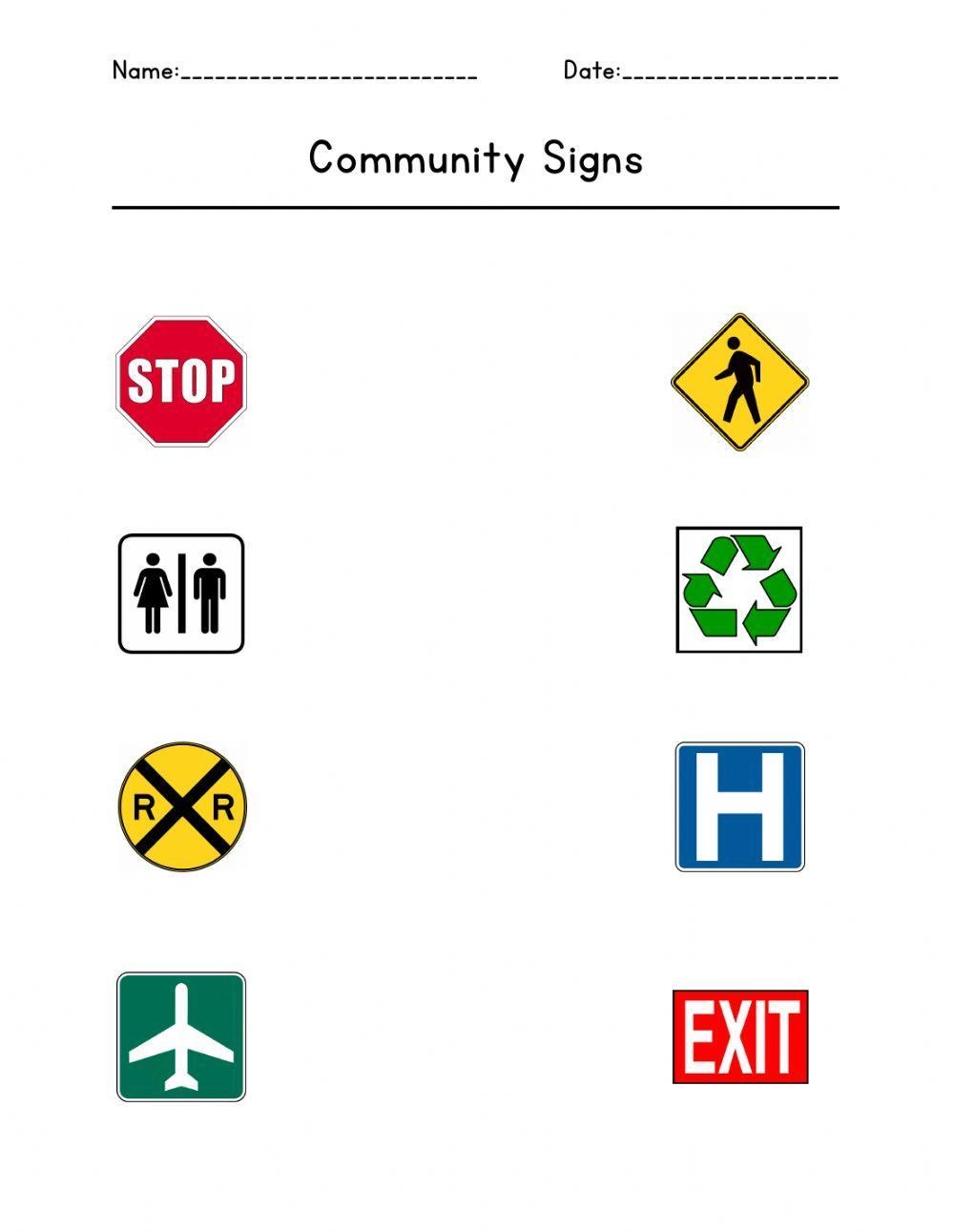 Edmark Signs Around You Worksheets Set E Community Signs