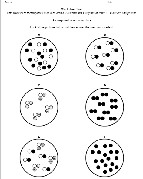 elements and compounds and mixtures worksheet