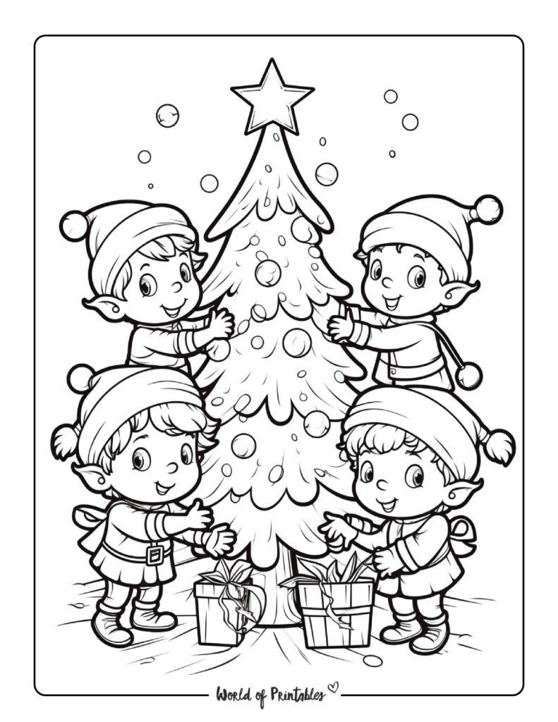 Elf Coloring Pages For Kids Adults World Of Printables