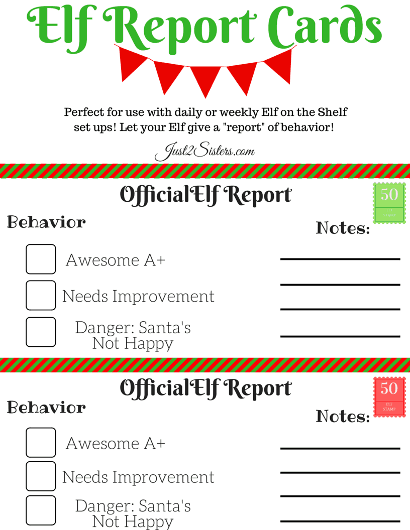 santa report card printable