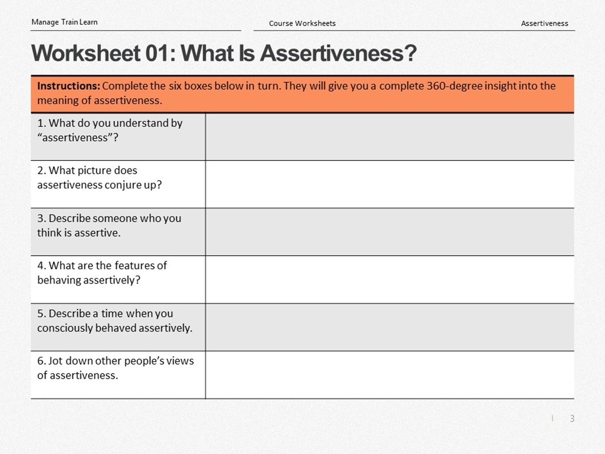 assertiveness worksheets