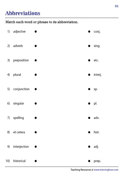 Englishlinx Abbreviations Worksheets Worksheets Library