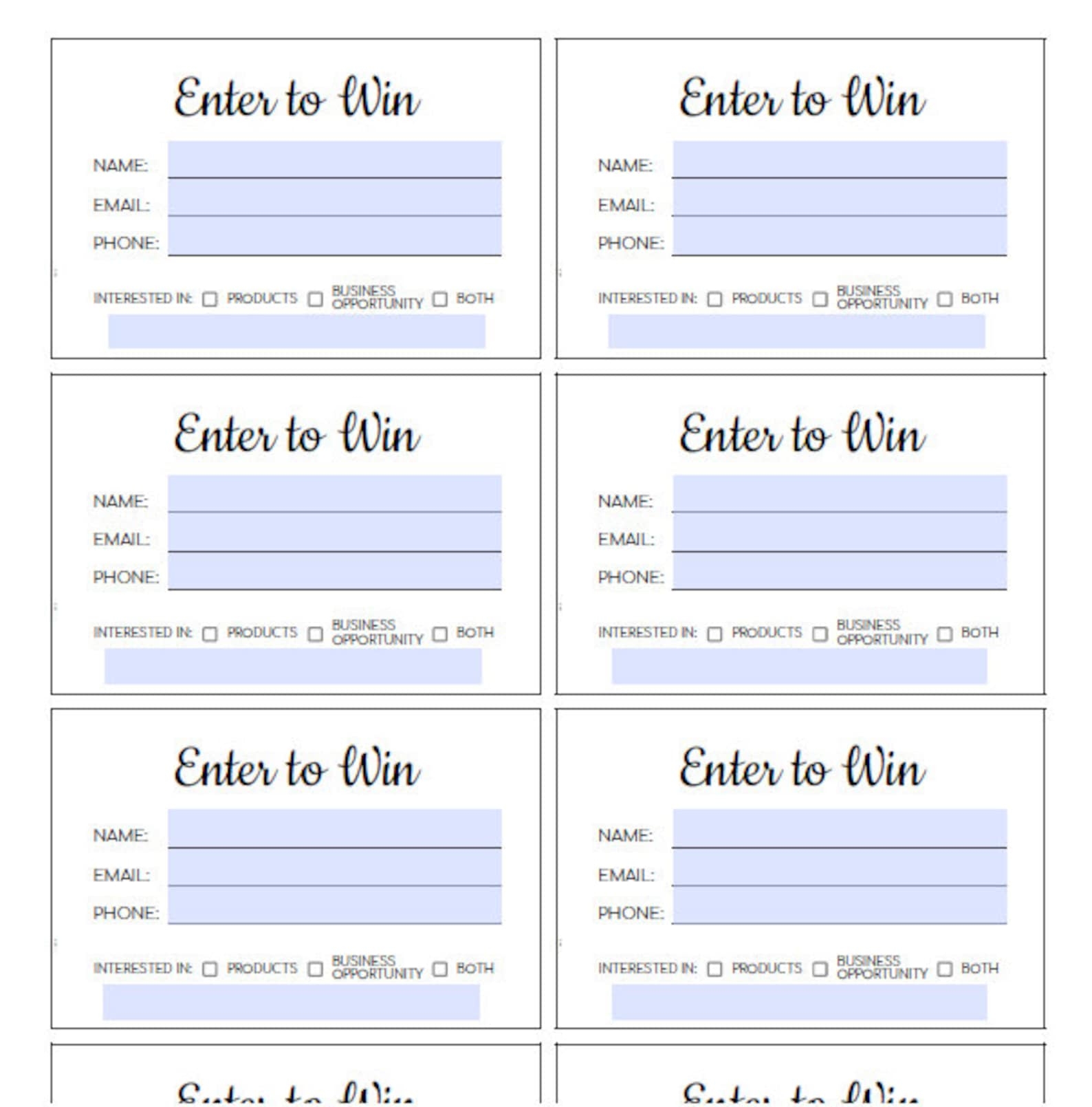 Enter To Win Template Word
