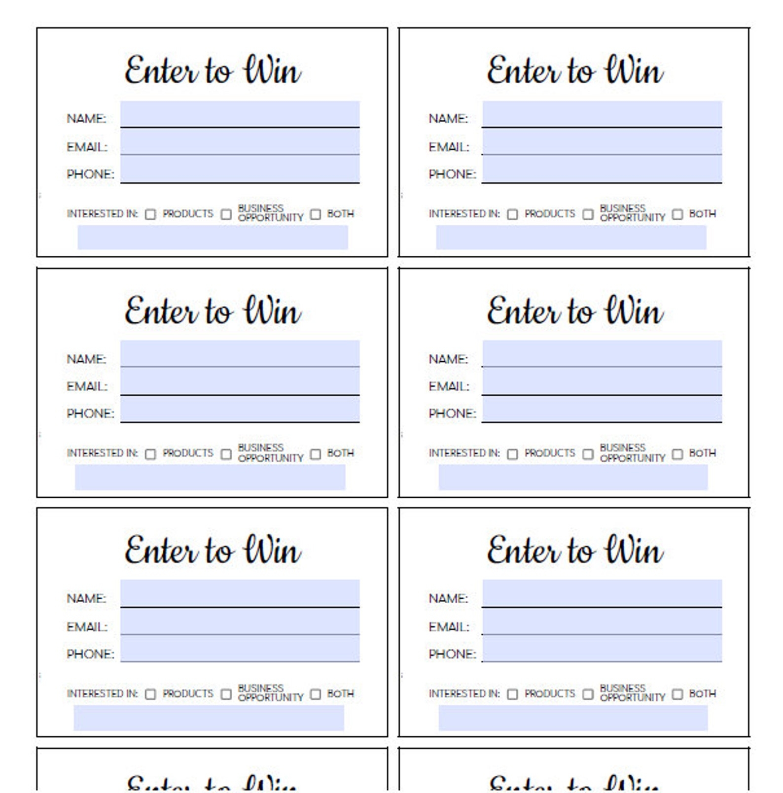 Enter To Win Template Word