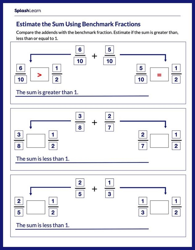 benchmark fractions worksheet
