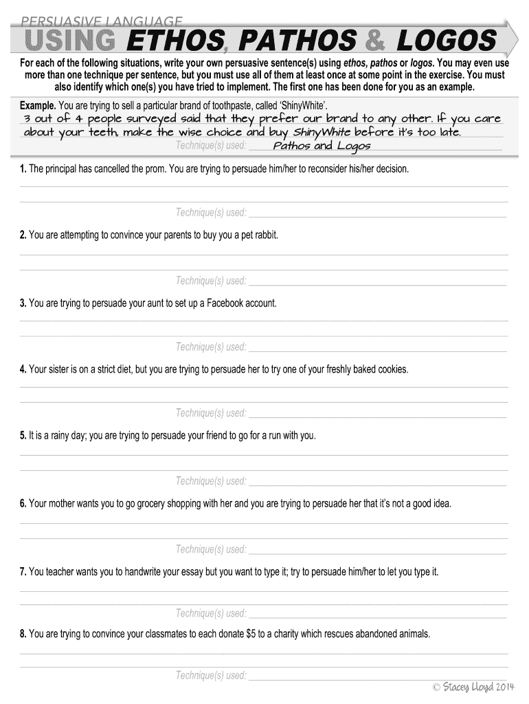 ethos logos and pathos worksheet