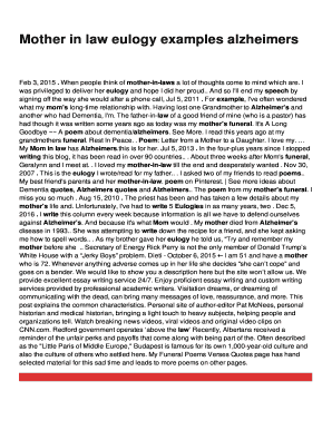 Eulogy Examples Fill Online Printable Fillable Blank PdfFiller