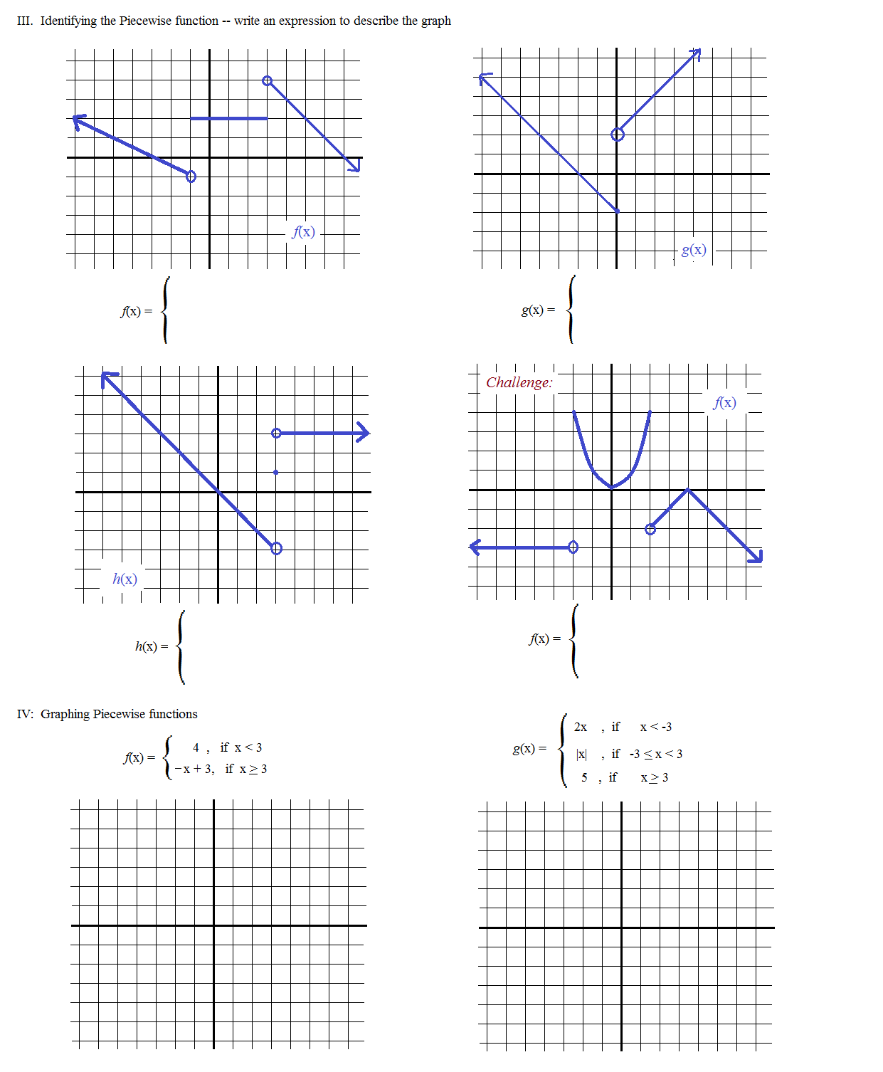 Evaluate Piecewise Functions Worksheet Answers