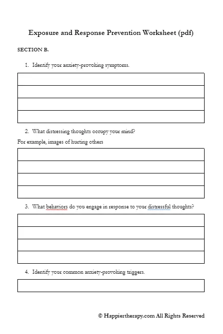 Exposure And Response Prevention Worksheet HappierTHERAPY