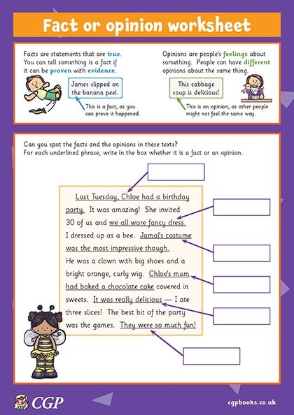 Fact Or Opinion Worksheet Foundation Years 5 6 CGP Plus 
