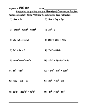 Factoring By Pulling Out The Greatest Common Factor Worksheet 