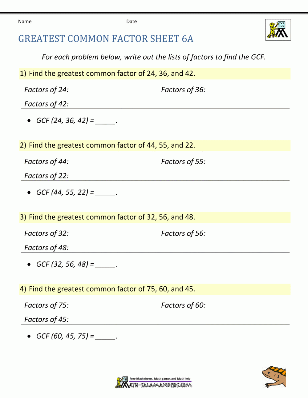 factoring with greatest common factor worksheet