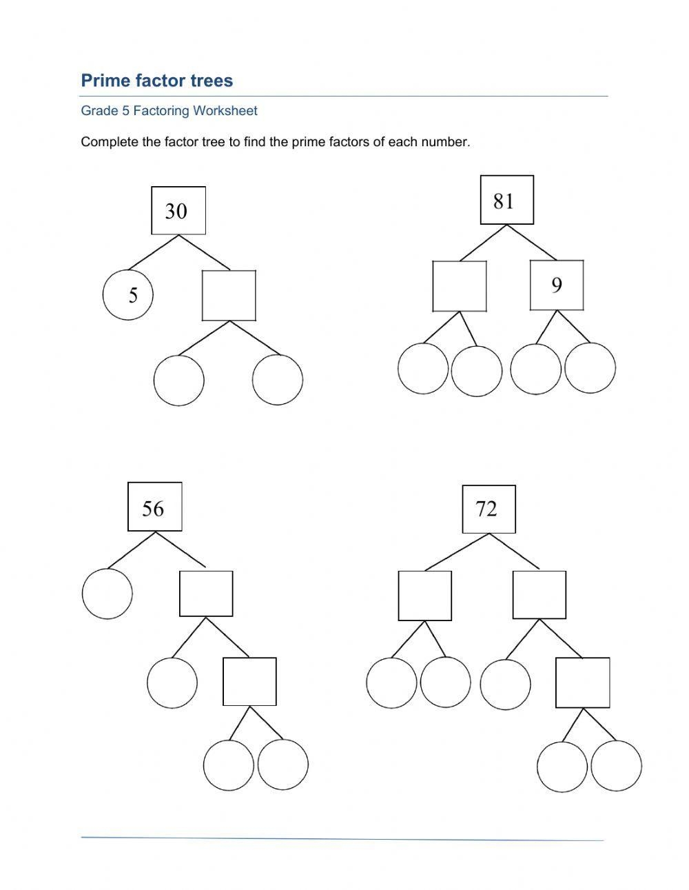 Factoring Using GCF Worksheet PDF Printable Algebra Worksheet 