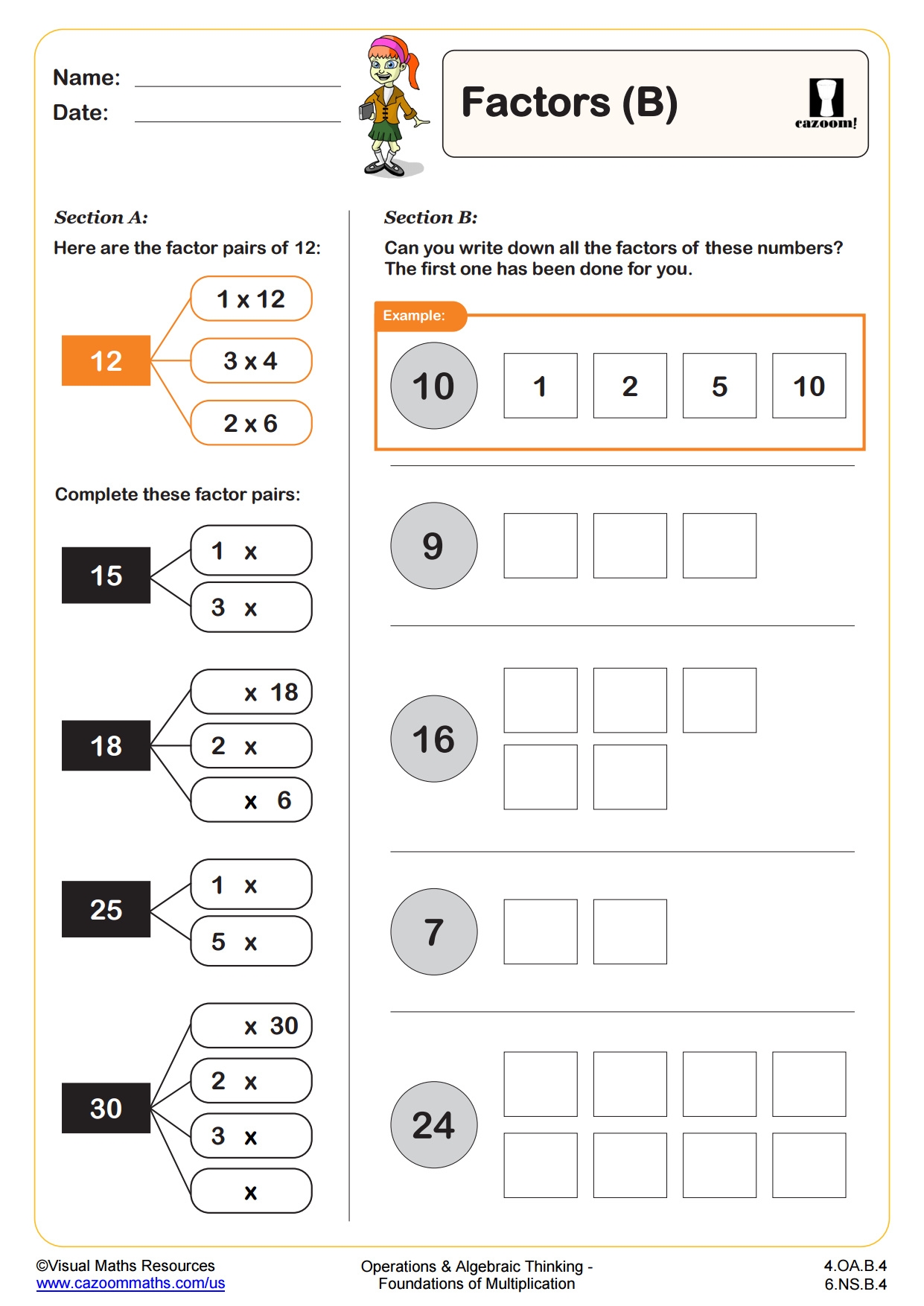 Factors B Fun And Engaging 4th Grade PDF Worksheets Worksheets
