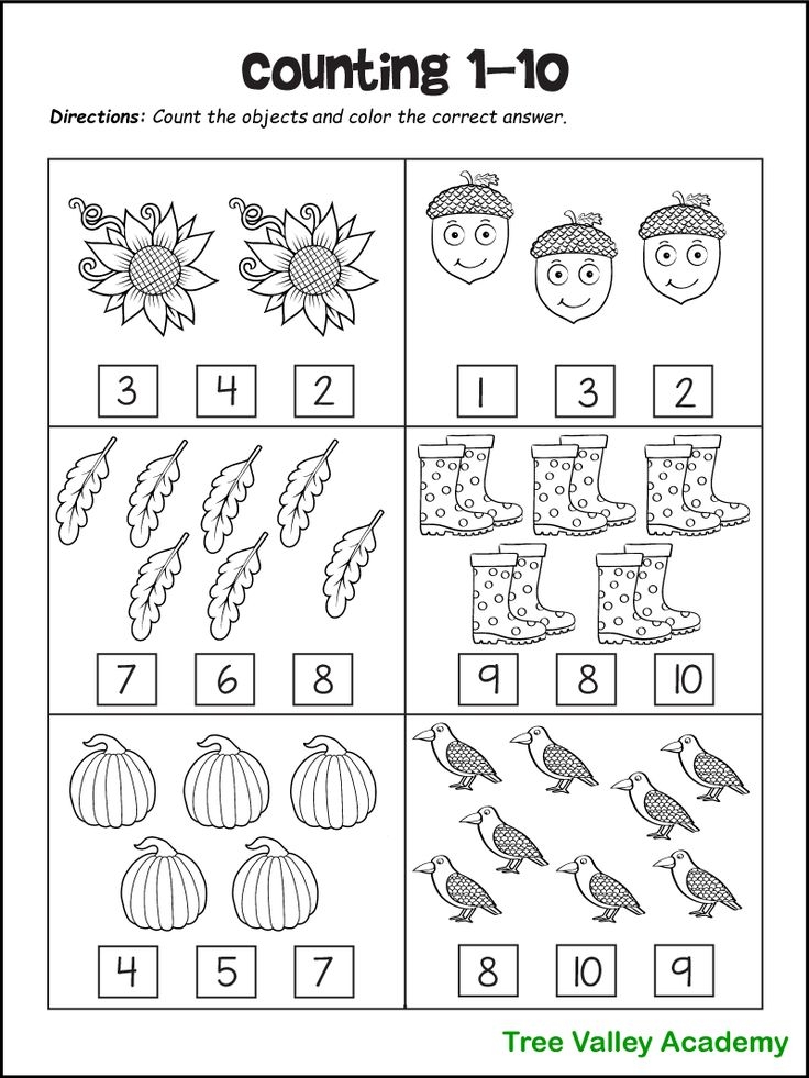 Fall Math Worksheets For Kindergarten Preschool 1st Grade Math