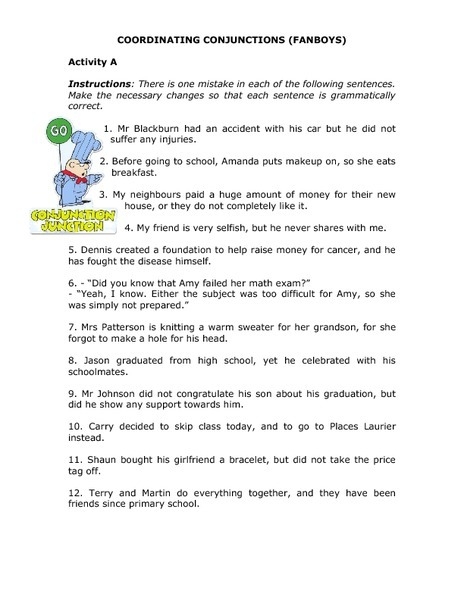 Fanboys Worksheet Free Worksheets Samples
